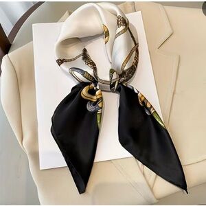 Elegant Round Pattern Silky Scarf 27.5 inches . Fashionable and Versatile. New